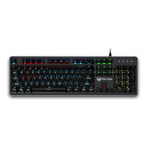 Teclado gamer Meetion MK007 QWERTY español color negro con luz RGB