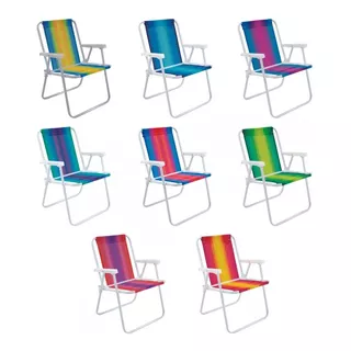 Cadeira De Praia/piscina Alta Aço Branco/cores 110 Kg Mor Cor Branco