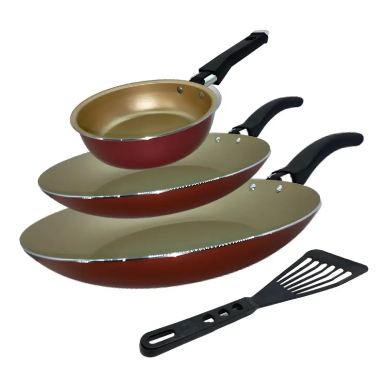 Conjunto De Frigideira 3 Pçs Antiaderente Techflon Cereja