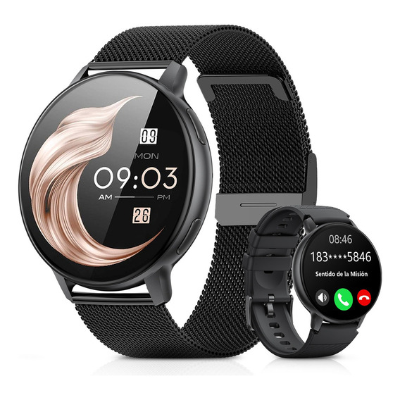 Smartband FoxBox Sport BW0608 Android IOS 1.39" Con Red Móvil Malla Negra De Acero Inoxidable Y Bisel Negro De Alloy