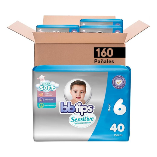 Pañales Bbtips Etapa 6 Unisex 160 pañales Talla Talla 6 Género Sin género