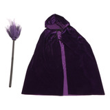 Capa De Terciopelo Con Capucha Purple Wizard, Suave Y Cómoda