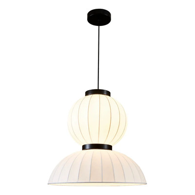 Colgante Olimpo 3 Diseño Moderno Tela Deco 50cm Apto Led E27 Blanco