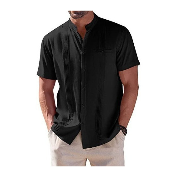 Camisa Hombre Mao Guayabera Cubana De Lino De Playa