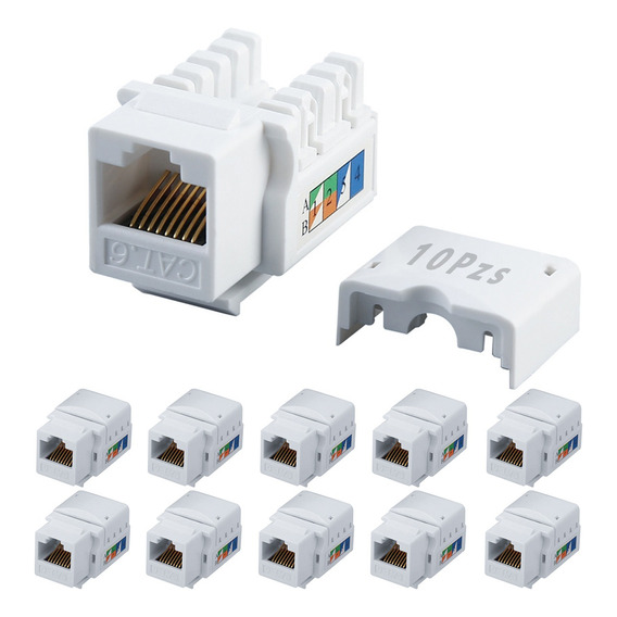 10pzs Conector Jack Rj45 Cat 6/5 Probado Cable Plug Rojo Utp