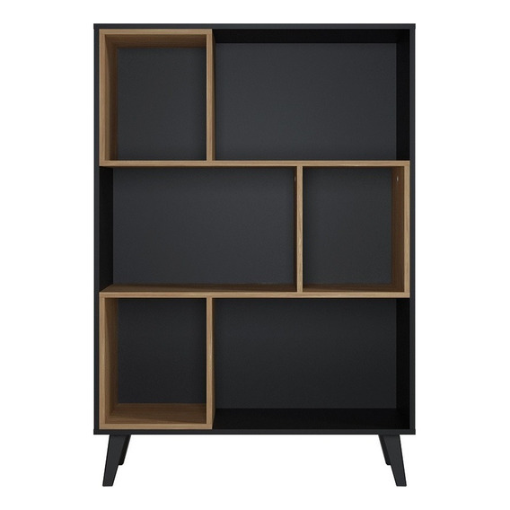 Estante Ragnar 90x130x35cm. Color Negro / Madera