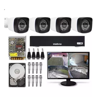 Kit 4 Câmeras Segurança Dvr Intelbras Monitor 15 Polegadas