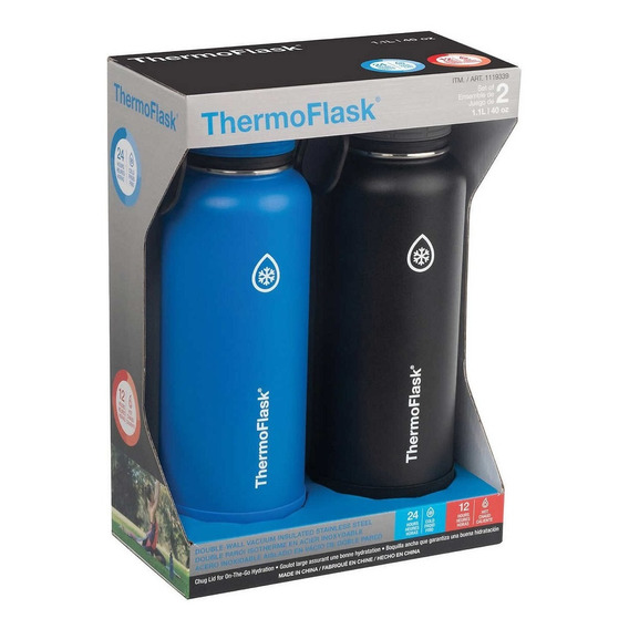 Termo 1,2 Litros Agua Fria 24 Horas Thermoflask Dos Unidades