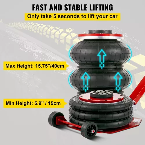 VEVOR Gato Neumático Carga de 3 T Gato de Aire de Triple Bolsa Elevación de  140