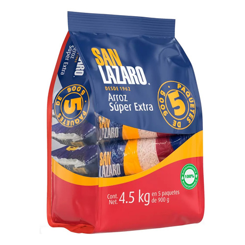 Arroz Super Extra San Lazaro 5 Pzas De 900g