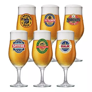 Jogo De Taças Para Cerveja Frases Rótulo Berlin 330ml 6 Pcs Cor Incolor