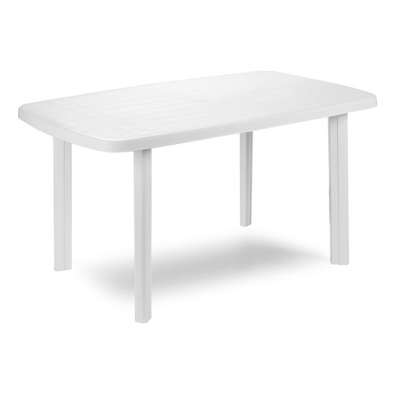 Mesa De Plastico Pvc Reforzada P/ Jardin Patio Eventos Italiana Color Blanco