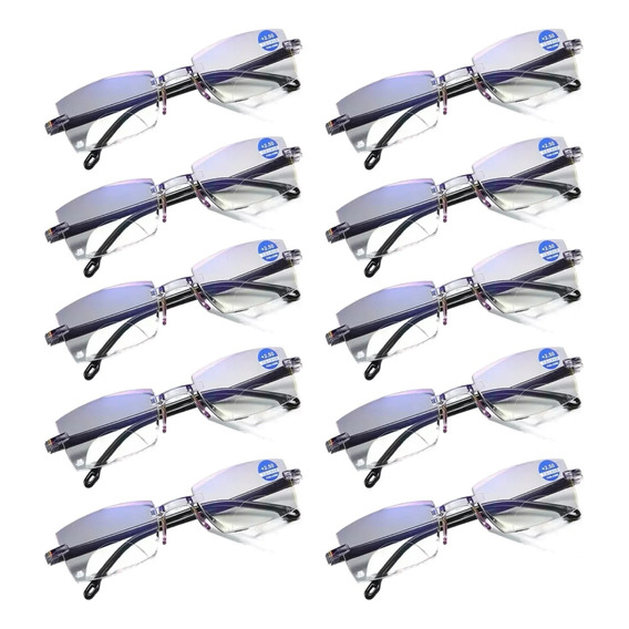 10pcs Lente Bifocal Anti Luz Azul,para Cerca Y Lejos,100-250