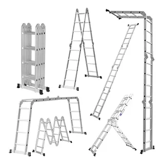 Escalera 4,60 M Multifuncion Combinada En Aluminio - 16 Esca