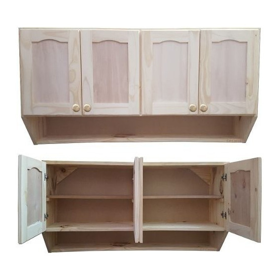 Waluminio aéreos de cocina de madera 4 puertas muebles color crema