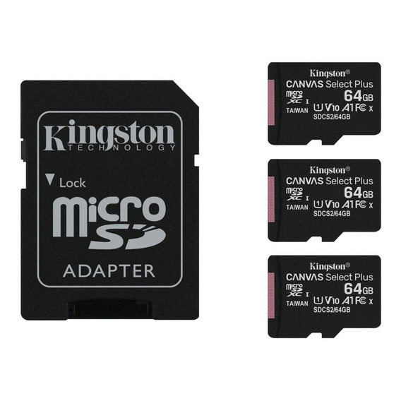 Pack De 3 Memoria Micro Sd 64gb Canvas Select Plus Kingston