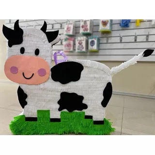 Piñata De Vaca Blanco Negro