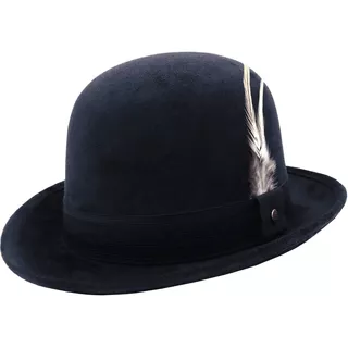 Sombrero Unisex Bombín Gamuza Elegante Retro Hípster Pluma