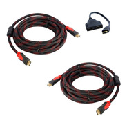 Combo 2 Cables Hdmi 3mts + 1 Cable Splitter Hdmi 1x2 Salidas