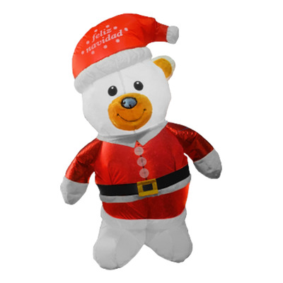 Figura Navideña Inflable Mini Oso Navideño Tela Satin 1.2m