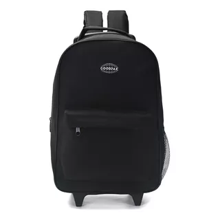 Mochila Escolar Carrito 17 Pulgadas Goodpak Lisa Nena Nene Color Negro Diseño De La Tela Liso