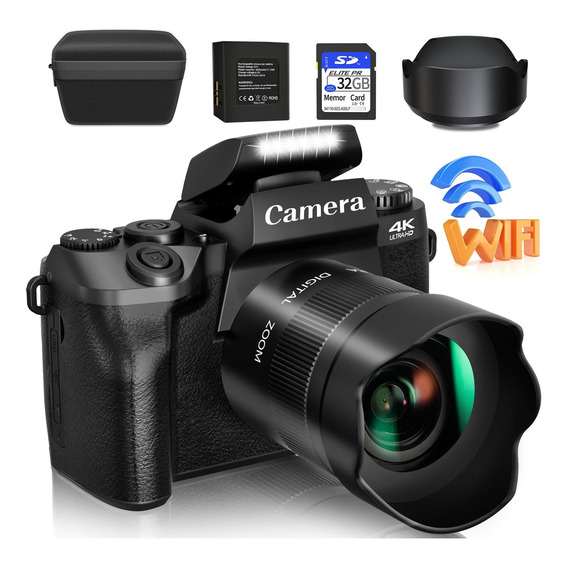 Camara Digital Saneen 4k 64mp, Pantalla Táctil Wifi Youtube