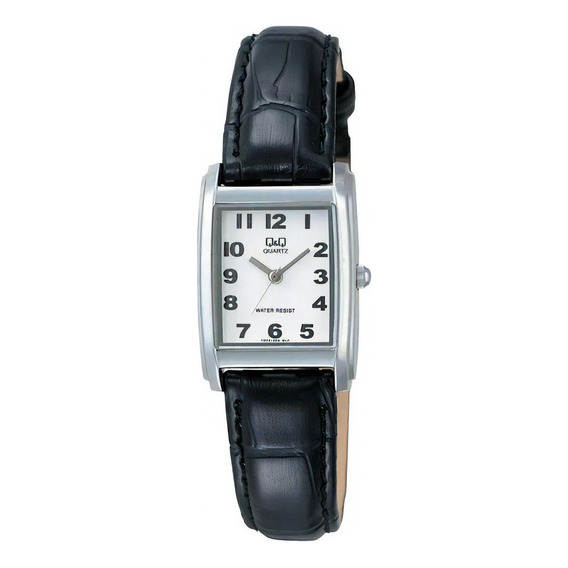 Reloj Q&q Qyq Vg33j304y Casual Cuero Mujer Dama + Estuche Color De La Correa Negro