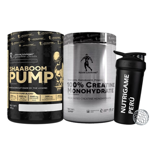 Pack Shaaboom Pump 44serv. + Creatina Kevin Levrone 500gr Sabor Fruit Punch - Sin Sabor