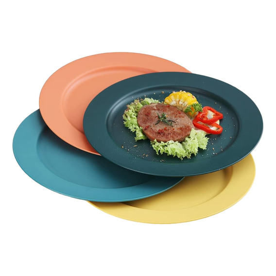  Platos Plásticos Reutilizable Colores Surtidos  Pack 6 Und 