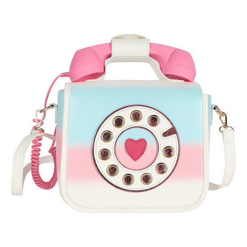 Bonita Bolsa Para Teléfono Móvil, Bolsa De Hombro Color Azul/rosa