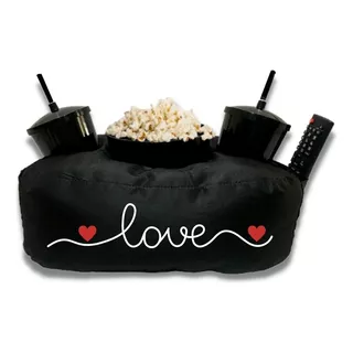 Almofada Porta Pipoca Casal Namorados Love Forever Cor Preto