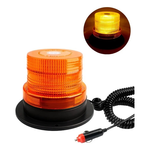 Torreta Led Ambar 12~24v Estrobo C/iman 16w 12 Leds