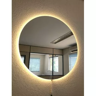 Espelho Redondo Iluminado Com Led Quente 60cm Sem Moldura Woodglass