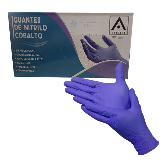 Guantes De Nitrilo Azul Cobalto (caja De 100 Unidades)