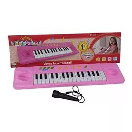 Brinquedo Teclado Piano Infantil 32 Teclas Com Microfone (ROSA)