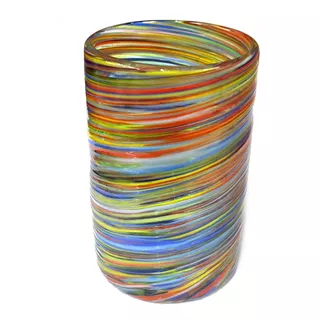 Vasos Agua De Vidrio Espiral De Colores Artesanal Set De 6