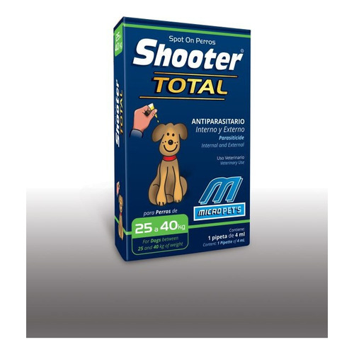 Pipeta Antipulgas Shooter Total Interna Externa Perro 25a40k