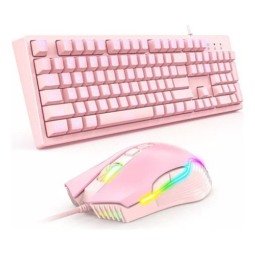 Teclado Gamer Rosado G25 + Mouse Onikuma Cw905 Mouse RGB Teclado Rosa / set gamer teclado + mouse rosado onikuma (G25 + CW905) - 2062