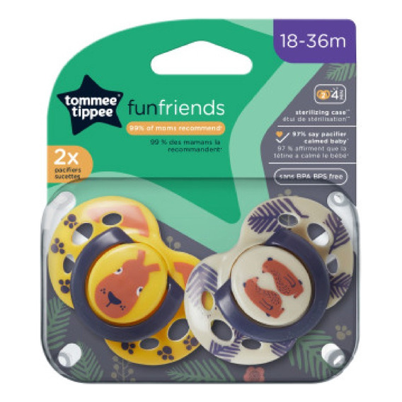 Chupetes Tommee Tippee 18-36m Silicona Fun Style X2