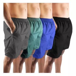 Kit 3 Bermudas Praia Academia Tactel Short 3 Bolsos Cordão