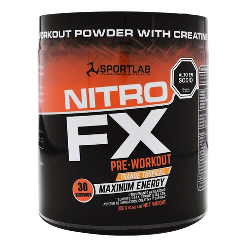 Nitro Fx Preworkout Orange 300g 30servicios Sportlab