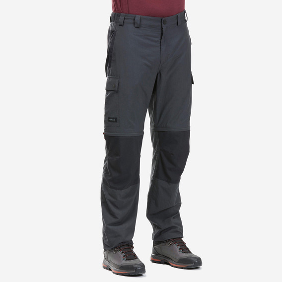 Pantalón 2 En 1 Senderismo Gris/negro Mt100 Hombre Forclaz