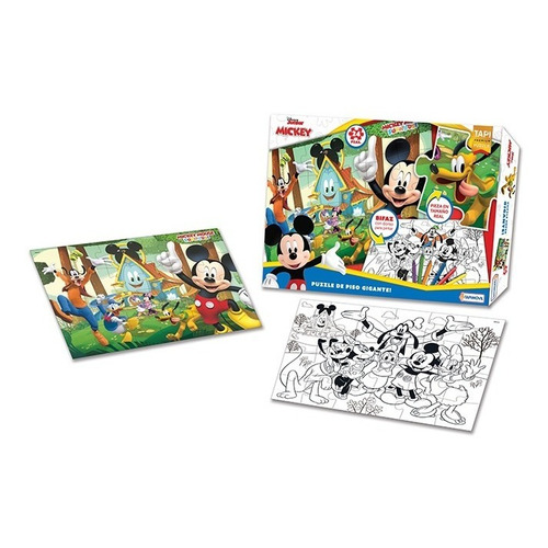 Puzzle Tapimovil Grande Mickey Disney Bifaz Para Colorear