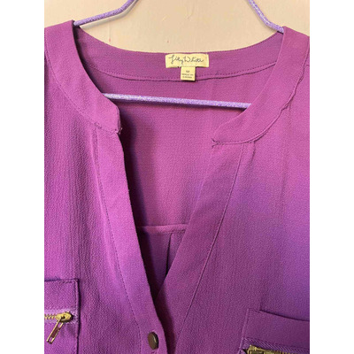 Blusa Morada Violeta Escotada Escote V Mediana M Manga Corta