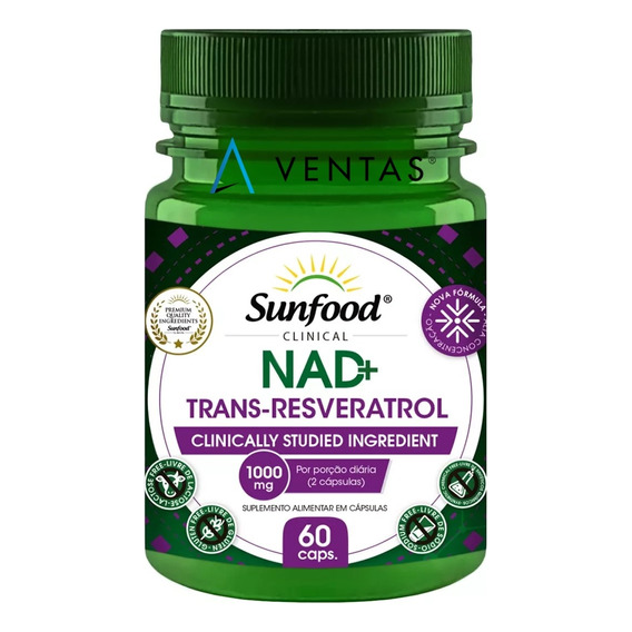 Nad + Trans Resveratrol - 60 Cápsulas Sunfood