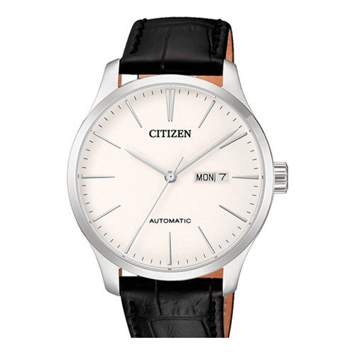 Reloj Citizen Automatic Nh835008b Hombre Color de la malla Negro Color del bisel Acero Color del fondo Blanco