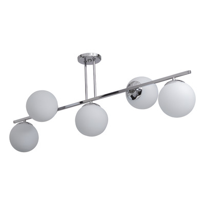 Plafon Colgante De-cor Elyn 5 Luces Cromo Globo Opal Cromo/opal