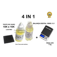Kit Teste Ouro - Pedra Toque + Ácidos 18k 16k + Balança 1 Kg