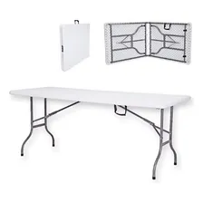 Mesa Plegable De Exterior 180cm Interiorjardin Camping Quincho Blanco