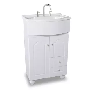 Vanitory Mueble Baño Marmoreo Clasico 501 Puertas Ciegas Mdf Laqueado Con Bacha Marmolina 1 O 3 Ag Ancho 50 * Blanco